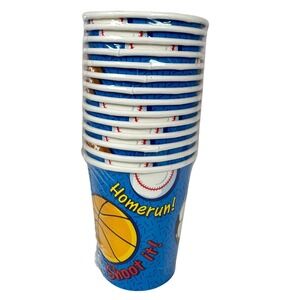 14pk All Star Sports Paper Cups 9oz Birthday Party Supplies Baseball Football